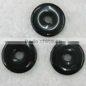 Wholesale Natural 15-50mm Black Stone Donut Gemstone thumbnail-1