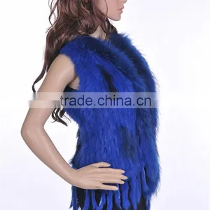2016 High -end Kintted Rabbit Fur Vest With Raccoon Collar thumbnail-6
