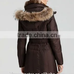 2016 New Fashion Belted Jackets With Fur Hood Down Coat for Girls thumbnail-2