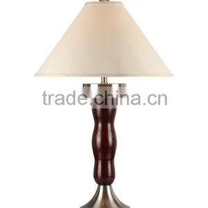 Modern Dark Wood 32.5"H Table Lamp With Bell Shade thumbnail-2