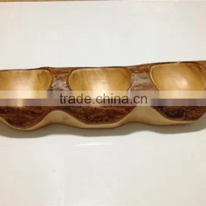 Handmade Natural Wood Cutlery Tableware Wood Plate Tableware Dishes For Restaurant thumbnail-5