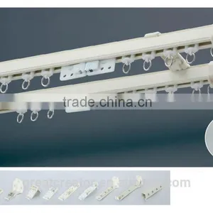 White Single or Double Metal Sliding Curtain Track thumbnail-1