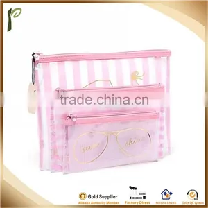 Popwide New Design Pink 3pcs in 1 Set PVC Pretty Packaging Gift Bag thumbnail-2