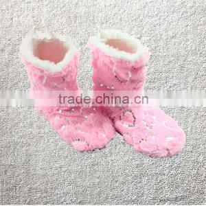Candy Color Rose Velvet Ribbon Hemming Autumn and Winter Thermal at Home Boots thumbnail-3