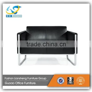 2016 Newest Style Secitonal Stainless Steel Base Black PU 1+2+3 Office Furniture Sofa Set 750 thumbnail-3