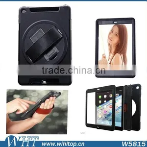 Genuine Leather Hand Strap Rotating 3 Layer Heavy Duty Hybrid Armor Case for IPad Mini 1 2 3, With Touchable Screen thumbnail-1
