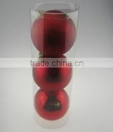 10CM Red Decorative Plastic Plain Christmas Ball thumbnail-1