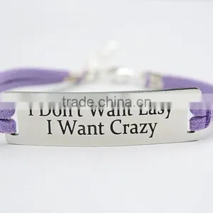OEM Factory I Want Crazy Inspirational Charm Bracelet Stainless Steel thumbnail-2