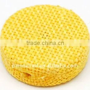Woven Cloth Woven Beads, Acrylic With Cloth, Gold, Flat Round, 33x11mm, Hole: 3mm.(WOVE-R003-17) thumbnail-1