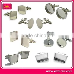 Shiny Silver Plated Zinc Alloy Cufflink Blanks thumbnail-1
