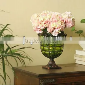 Metal Base Plate Glass Flower Vase thumbnail-1