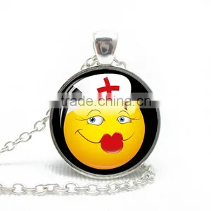 2016 New Emoji Silver Chain Pendant Emoji Sunglasses Necklace For Sale thumbnail-3