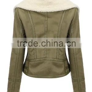 Women Jacket With Faux Shearling Lapel thumbnail-2