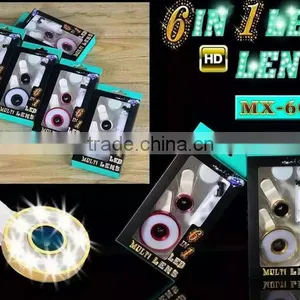 12 LED Camera Flash Fill Light 6 in 1 USB Selfie LED Spotlight for Smartphone With Fish Eye Lens Wide Angle Lens Microspur Lens thumbnail-1