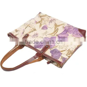 Oil Flower Printing Women Tote Bag Handbag for Wholesale Fashion Designer Bags With Flower thumbnail-5