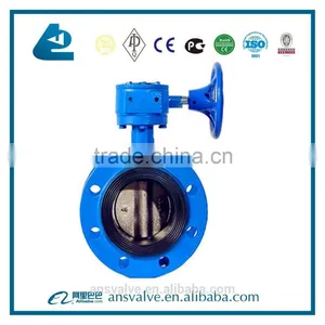 China Manufacturer Double Flanged Rubber Butterfly Valve With Hand Lever and Worm Gear thumbnail-5