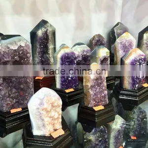 Natural Rock Amethyst Geode Cluster Wand Point Crystal Pillars thumbnail-1