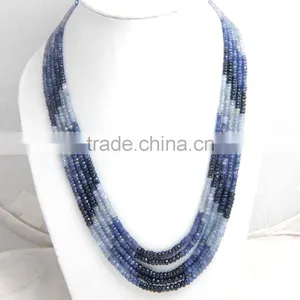 Natural Shaded Blue Sapphire Roundel Faceted Beads thumbnail-1