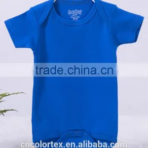 Cotton Plain Baby Romper Short Sleeve Unisex Bodysuit thumbnail-2