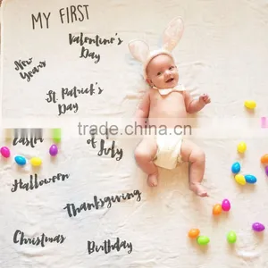 Wholesale Custom Monthly Milestone Muslin Swaddle, Baby Swaddle Blanket thumbnail-4