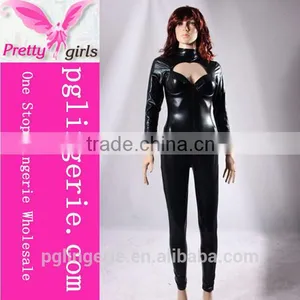 Fashion Black Sexy Catwoman Leather Costum Leather Jumpsuits thumbnail-1