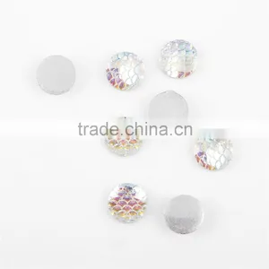 DIY 10mm/12mm ab Color Flat Back Cabochon Fish Scale Resin/plastic/acrylic Cheap Beads thumbnail-1