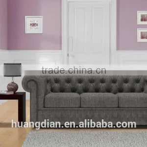 Foshan Custom Made Furniture Color Optional 3 Seater Wooden Handcrafted Backrest Chesterfield Sofa thumbnail-3