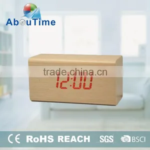 2016 Customized Pretty Wood Color Cube Digital LED Wooden Alarm Clcok thumbnail-1