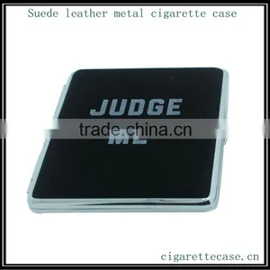 2014 High Quality Black Suede Leather Metal Cigarette Case Box Wallet With Elastic Holder thumbnail-2