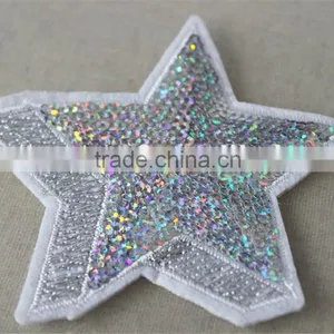 Hot Selling Custom 3d Star Pattern Sequin Patch Embroidery Trim Polyester Material for Wholesale thumbnail-3