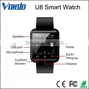 Wholesale WristWatch Phone Touch Screen For IOS Iphone Android Smartphone Samsung Smartphone Black U8 Bluetooth Smart Watch thumbnail-3