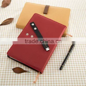 2016 USB PU Leather Notebook Luxury Business Meeting Organizer Usb Notebook With 8G USB and 10000mAh Power Bank as Best Trave thumbnail-4