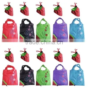 10 Assorted Colors Strawberry Shopping Bag Reusable Foldable ECO Plastic Bags Pouch Shoulder Tote Bag thumbnail-1
