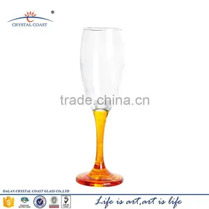 Cheap High Quality Yellow Colored Wine Decorative Glass Goblet thumbnail-1