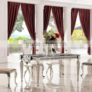 TH375 Comtemporary Tempered Glass Mirrored Dining Room Table thumbnail-2