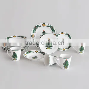 16pcs Fine Porcelain Dinnerware Set With Christmas Decal thumbnail-1