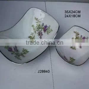 White Enamel Painted Bowl With Floral Patterns in Cast Aluminium Available in Other Shapes and Patterns thumbnail-1