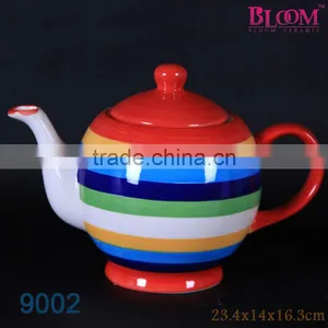 Wholesale Colorful Stripe Ceramic Tea Pot thumbnail-1