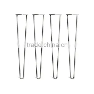Chrome Plated Steel Leg 28 Inch 3 Rod Outdoor Hairpin Table Leg thumbnail-2