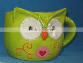 Ceramic Owl Mug,green thumbnail-1