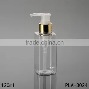 2017 Hot New Products Cosmetik Packaging Clear Empty 120ml Plastic Pet Square Bottle Pump Wholesale thumbnail-1