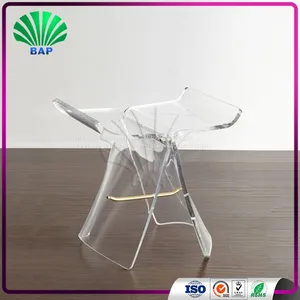 Transparent Crystal Living Room Stool Acrylic Piano Stool Luxury Glass 4 Legs Ottomans thumbnail-1