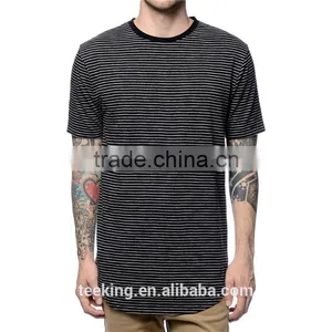 95% Cotton 5% Elastane Stripe Longline Gym T-shirt thumbnail-1