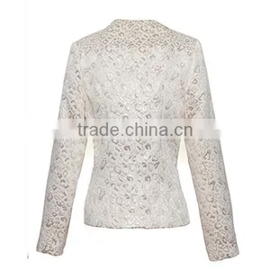 Garment Clothing OEM/ODM Manufacturer Hign End Polyester Jacquard Formal Office Wear Women Fancy Suit Blazer thumbnail-3