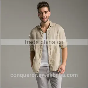 Men's White Linen Shirt HOT! MSRL0043 thumbnail-2