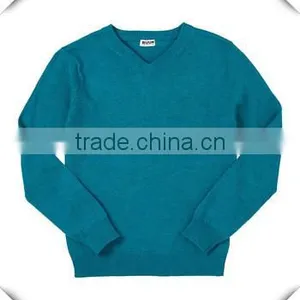 Boys 100 % Cotton Dark Teal Heather V-neck Sweater thumbnail-1