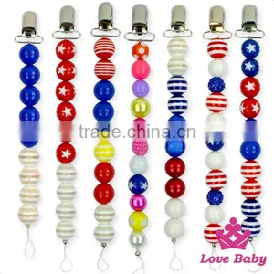 8NZ441-2 Lovebaby Wholesale Colorful Plastic Candy Chunky Multicolored Pearls With Metal Pacifier Clip thumbnail-5