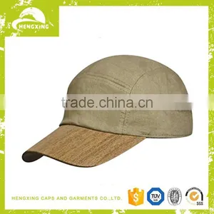 Flip up Brim Custom Cork Wood Brim 5 Panel Hat thumbnail-1