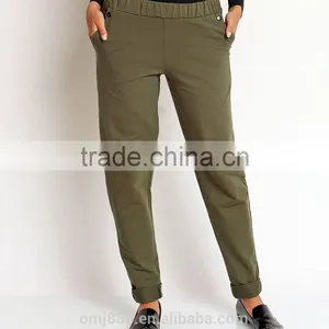 Wholesale Factory Fashion Women Khaki Straight Leg Pants thumbnail-1