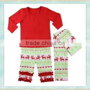 Wholesale the Popular Christmas Ret Pajamas Outfit Baby Girls and Boys Clothes thumbnail-1